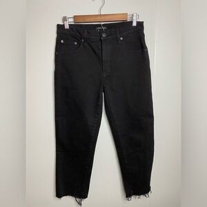 Lucky Brand Womens Mid Rise Straight Ankle Jeans Black Frayed Denim Boho 4/27A